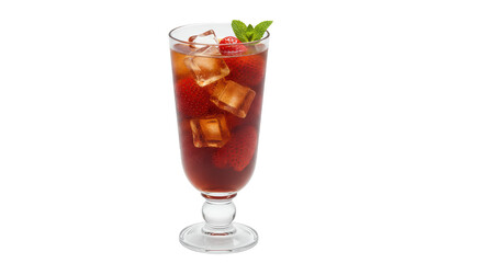 Isolated Glass of Strawberry Iced Tea with Mint