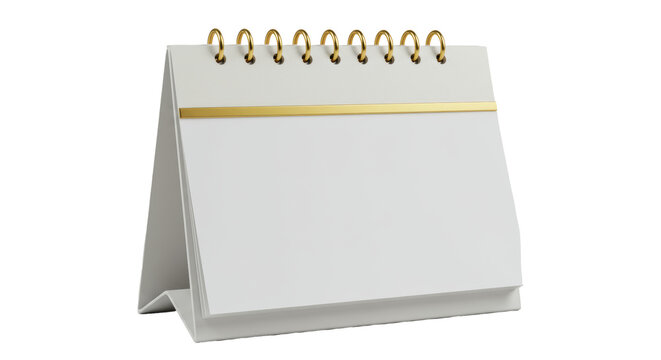 Isolated Blank Table Calendar with Golden Rings
