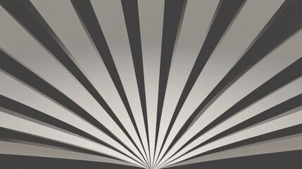Obraz premium Abstract radial sunburst pattern with black and white beams on gray background.