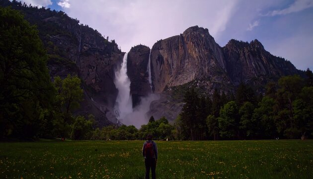 Una impresionante cascada cae sobre rocas escarpadas y cubiertas de musgo con un realismo impresionante de 4K.