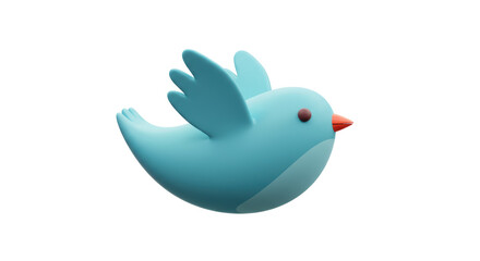 Isolated Cartoon Bird Illustration in Blue