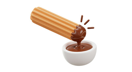 Isolated Churro Dipped in Chocolate Sauce Sweet Treat
