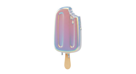 Isolated Iridescent Bitten Ice Cream Bar on Stick