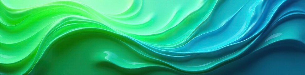 Obraz premium Fluid green-blue abstract swirls, gradient texture, water, backdrop