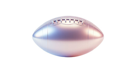 Isolated Silver American Football with Detailed Stitching