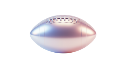 Isolated Silver American Football with Detailed Stitching