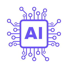 AI processor on transparent background.