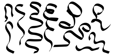 Ribbons in flight. Lines are hand drawn. Black line