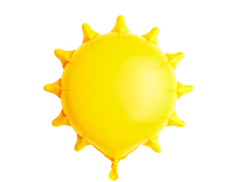 Bright Sun-Shaped Balloon on Pure Backdrop, A Cheerful and Isolated Image Evoking Joy, Positivity and Summer Fun, Perfect for Celebrations and Designs