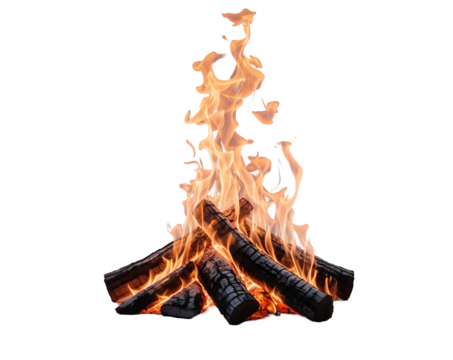 Campfire with flames artistically shaped like stars, creating a warm and magical ambiance under the night sky on isola, perfect for evoking feelings of warmth and wonder