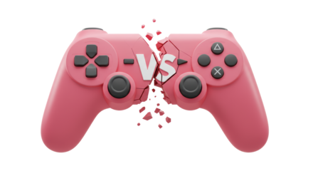 Isolated Broken Pink Game Controller