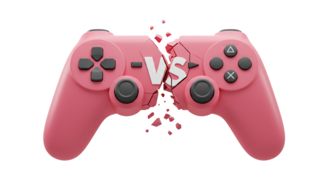 Isolated Broken Pink Game Controller