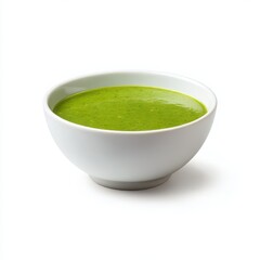 Green soup in bowl food isolated on white background