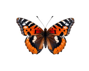 Captivating close up showcasing the intricate patterns and vibrant colors of a red admiral butterfly with its wings fully open creating a stunning visual display