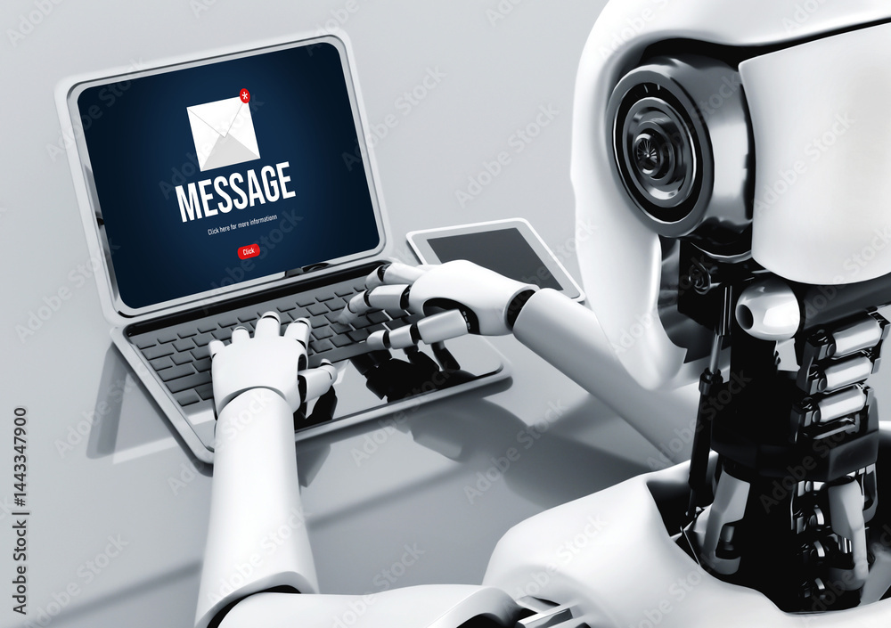 Poster email notification message showing on computer screen snugly. digital marketing message information 