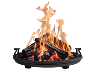 Captivating Fireplace Scene, Warm Flames Flickering in a Serene Setting with Detailed Wood and Metal Work, Creating a Cozy and Inviting Atmosphere