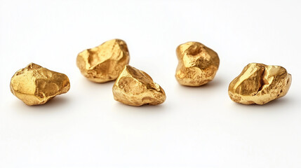 Obraz premium Pepitas brutas de ouro em fundo branco