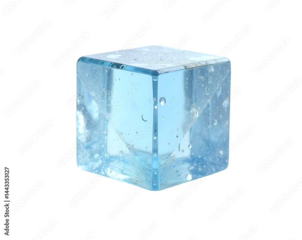 Poster captivating layered frozen cube with highly detailed textures creates a visually appealing pattern, 