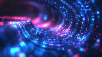 Obraz premium Abstract swirling digital particles in vibrant blue and pink