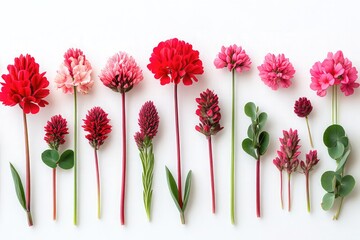 Obraz premium A selection of bright red clover flower heads