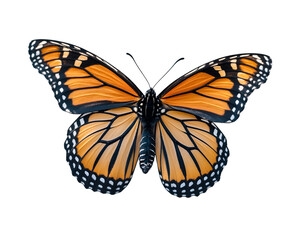 Fototapeta premium Captivating Monarch Butterfly Soaring on an Isolated Plain, A Vibrant Symbol of Transformation, Beauty, and the Delicate Balance of Nature in Flight