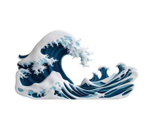 Captivating Ocean Wave Icon, A Minimalist 3D Render on Plain White, Evoking Serenity and Timelessness in Marine Imagery, Isolated for Visual Impact