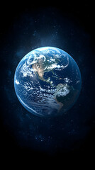 Obraz premium Earth from space shows continents and clouds against a starry background
