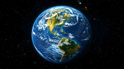 Obraz premium Earth from space with continents oceans and clouds against a backdrop of stars in the dark universe