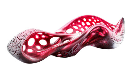 Flowing red cellular structure, cut out transparent