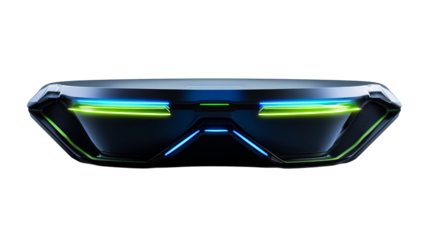 Cyberpunk Headset with Neon Accents, cut out transparent