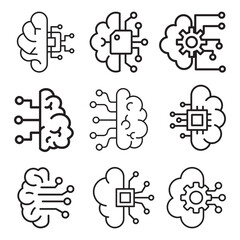 Cloud AI & Computing Line Icons Pack—Vector Technology Symbols