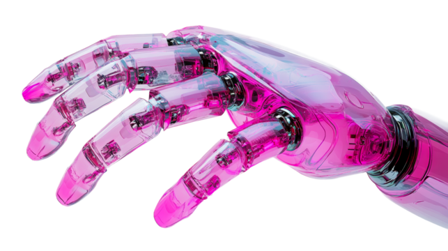 Hand of pink glass robot, cut out transparent - Powered by Adobe