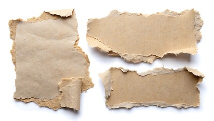 Paper torn shapes isolated on white background