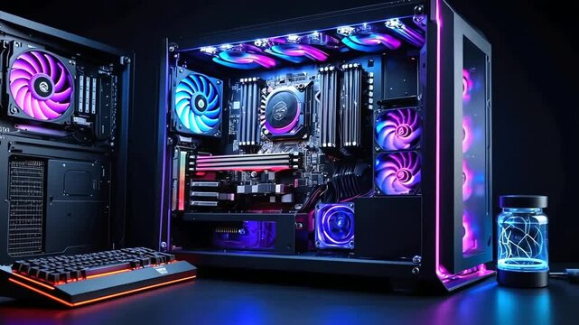 RGB Gaming PC Setup: High-End Components & Colorful Aesthetics