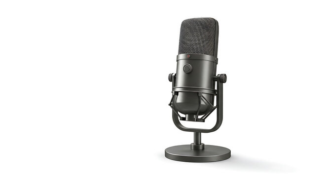 Isolated Classic Microphone, Studio Sound, White Background.