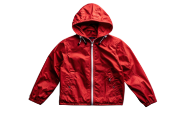 Stylish Red Hooded Jacket perfect for fall against a black background A vibrant casual on transparent background