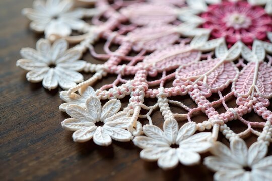 Intricate floral lace doily, delicate texture, texture, ???????, antique