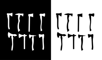 axe silhouette set vector illustration, design, vector, art, black, wood, knife, axe, black silhouette of axe vector illustration, art, design, symbol, illustration, black, set, abstract, white, icon,