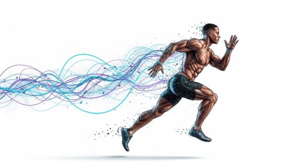 Naklejka premium Athlete running with speed effect isolated on white background