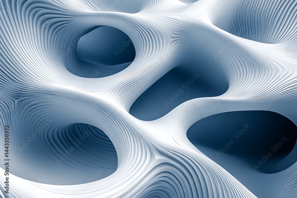 Poster abstract white curved lines on blue backdrop modern texture background