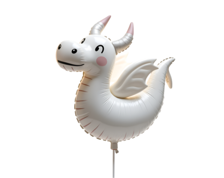Charming Dragon Balloon on Isolated White Plain, a Whimsical and Festive Element for Celebrations, Parties, and Joyful Occasions, Capturing Imaginary Magic