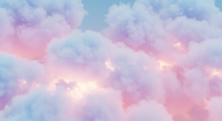 clouds and sun background watercolor blue pink and lilac IA generated 