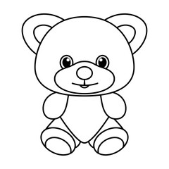 Cute Cartoon Teddy Bear Outline Vector Illustration. This vector illustration features a cute teddy bear in a simple cartoon style, designed with clean, bold lines and rounded shapes.