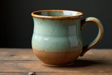 Large rustic stoneware mug, slightly textured surface , vessel, isolated
