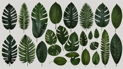 set of green leaves