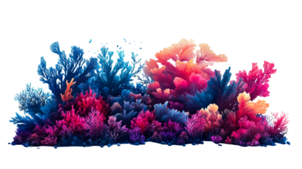 Coral reef vibrant aquatic plants, cut out transparent