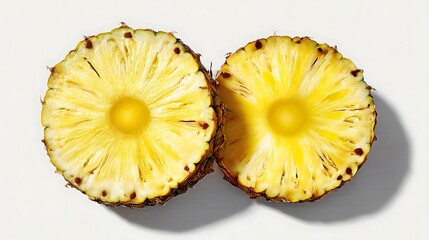 Two pineapple halves, close-up view