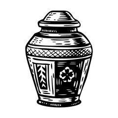 Sketchy style illustration showing funeral urn