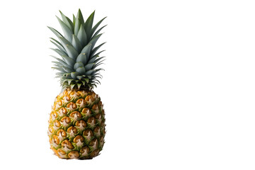 Close-up Studio Shot of a Fresh Pineapple with Green Crown Intact, Standing Tall and Isolated on a Plain Setting Showcasing its Unique Texture and Form