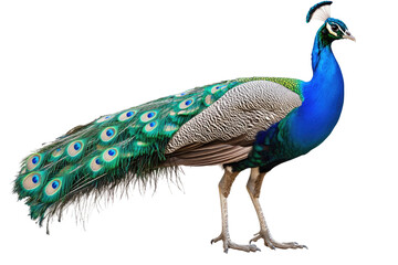 Naklejka premium Vibrant Peacock Displaying Its Colorful Feathers in a Natural Setting